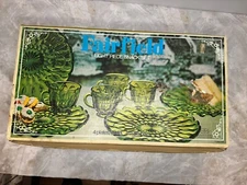 Vintage Mid Century Fairfield By Anchor Hocking 7 Piece Snack Set Original Box