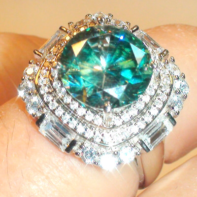 GROSS! 5,40 ct RUNDSCHLIFF SEHR FEUER MOISSANIT DIAMANT RING 925 S.SILBER.GR.8,5
