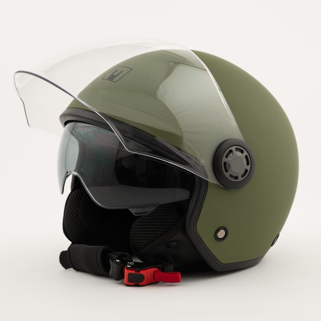Casco Moto Scooter MPH Helmets demi jet Verde Doppia Visiera FumÃ¨ + Parasole
