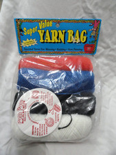 Super Value Yarn Bag Pom Pom maker 8 Skeins Red Blue Black Gray White more