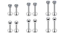 PAIR Lip Ring Labret Monroe Cartilage, Tragus Helix Stud 3mm Flat Back Screw