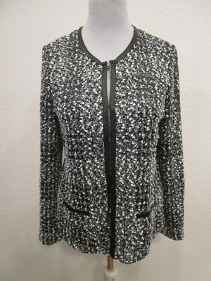 Erfo Strickjacke Boucle schwarz weiss Gr.38 (K33-08)