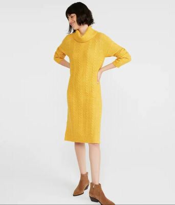yellow long sleeve turtleneck dress Women's Fall Winter Turtleneck Long Sleeve Sweater Dress, Knit Jumper Dress for Ladies, Casual and Warm High Neck Design Perfect for Cold Weather