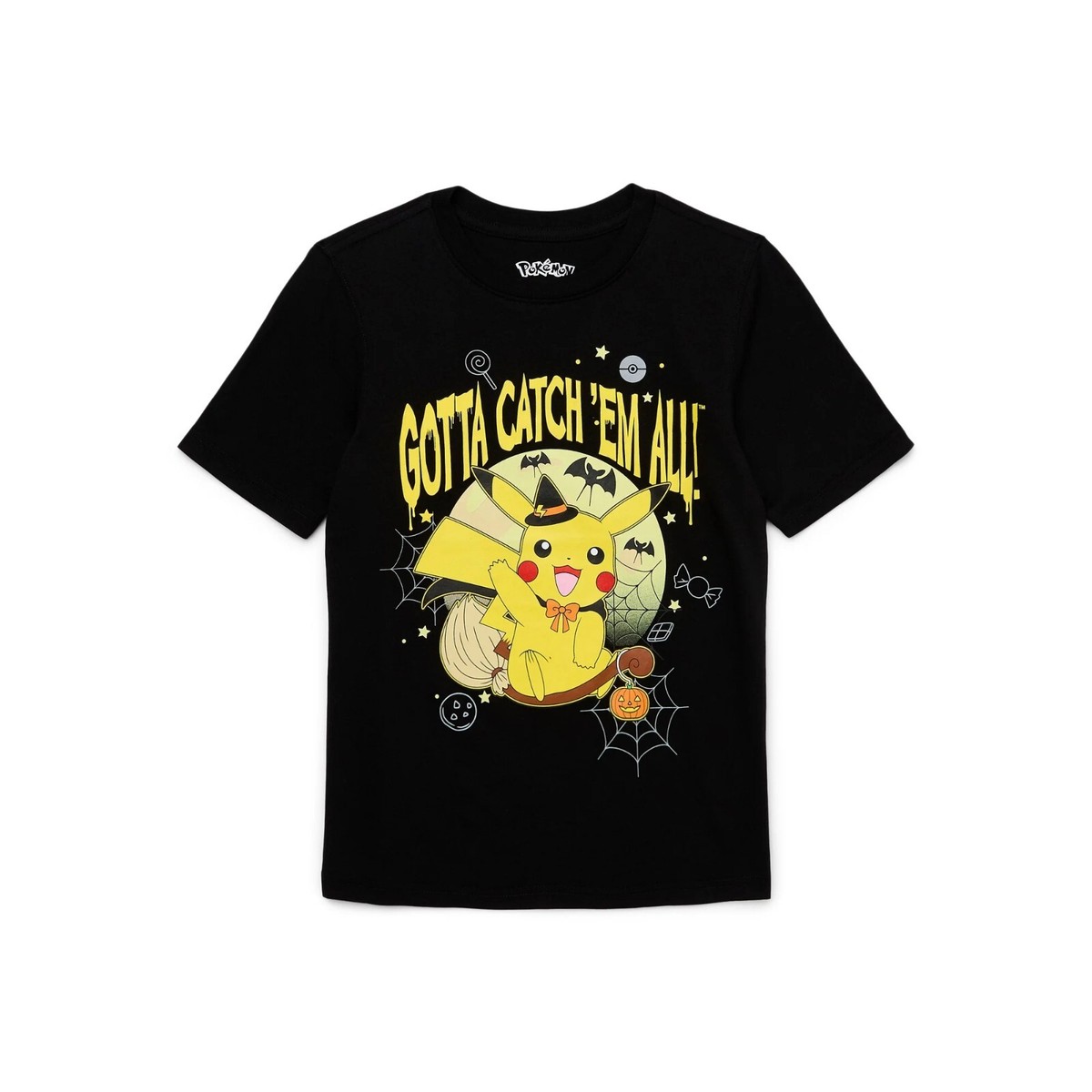 Pikachu Pokemon Spooky Nights Boys Short Sleeve Graphic T-Shirt