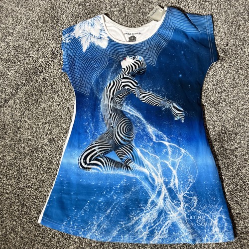 Cirque Du Soleil Womens Tshirt Acrobat Sheer Layer, Back Slit Petite S NWT