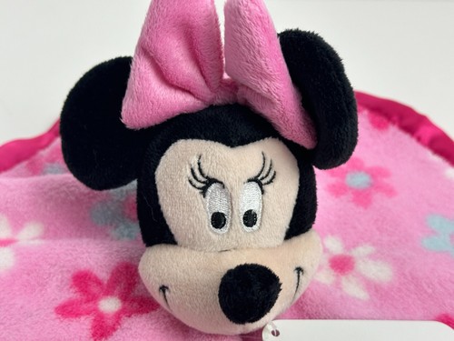 NWT Disney Baby Minnie Mouse Pink Floral Flower Satin Security Blanket Plush Toy - Picture 2 of 6