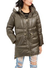 Kendall + Kylie Hooded Faux-fur-trim Puffer Coat Msrp $310 Size М # 22b 177 New