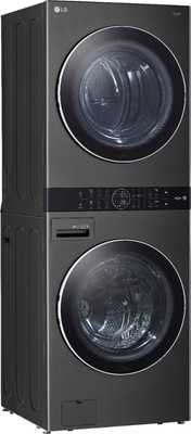 LG - 4.5 Cu. Smart Front Load Washer and 7.4 Cu. Ft. Gas Dryer WashTower - black