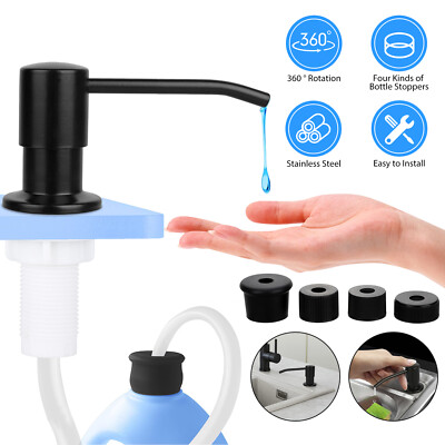 300ML Sink Soap Dispenser Kitchen Stainless Steel Liquid Pump Bottle Tube Kits