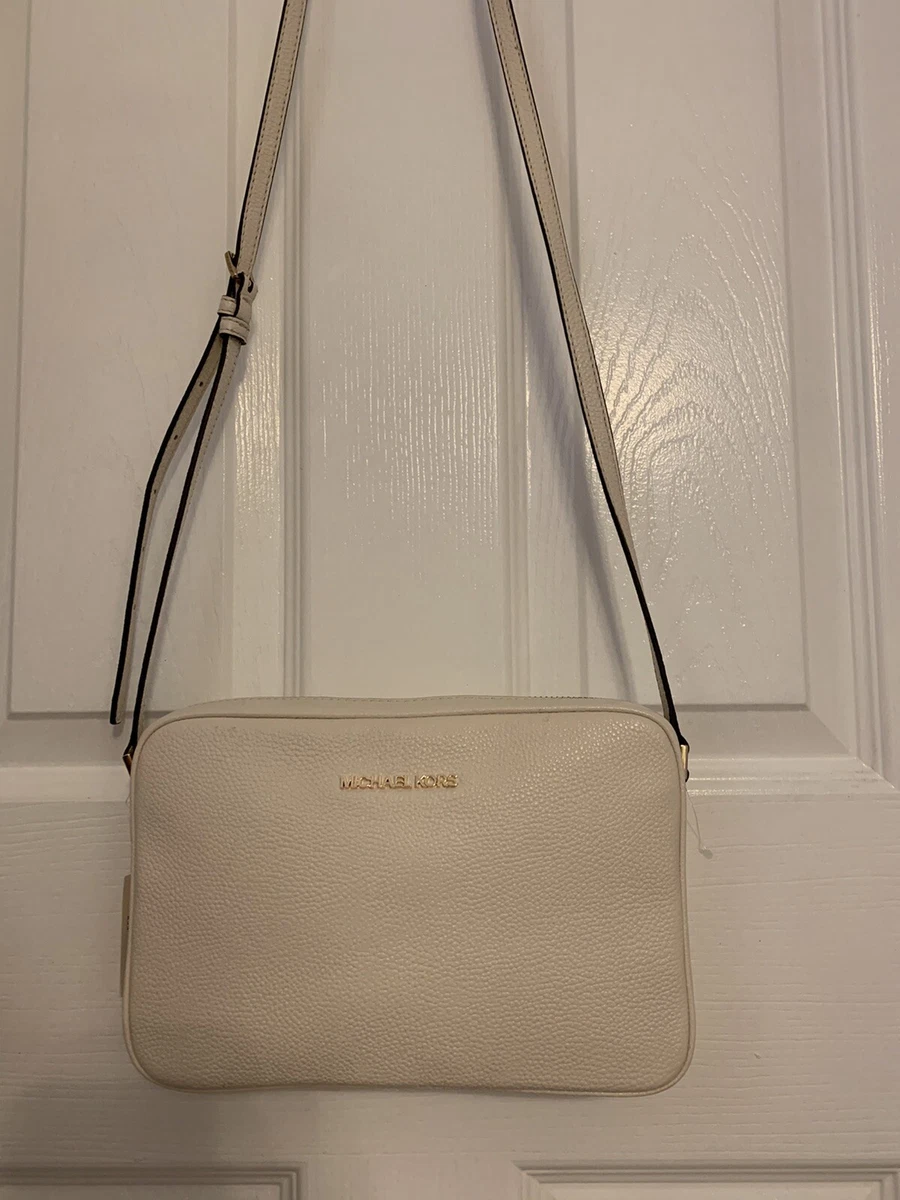 Michael Kors Jet Set East West Crossgrain Leather Crossbody NWT Cream