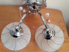 Two Light Chrome Wall Sconce Round Frosted Glass Glitter Shades ATS NEW USA Made
