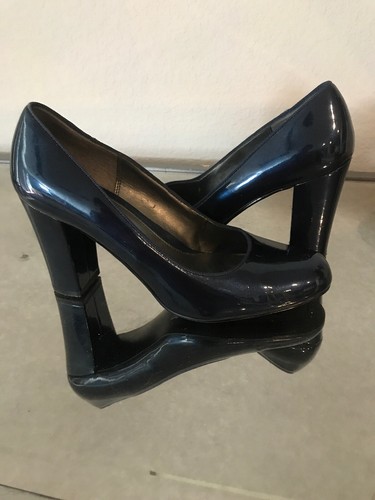 Patent Leather Block Heels Pumps Shoes 