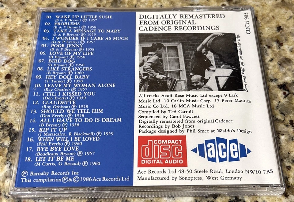 THE EVERLY BROTHERS GREATEST RECORDINGS CD. CDCH 903 IMPORT WEST GERMANY - Image 4 of 4