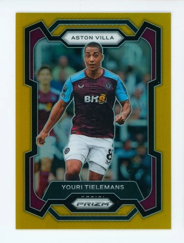 2023-24 Youri Tielemans Panini Prizm Premier League Gold Aston Villa Card 6/10