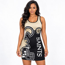 New Orleans Saints Women's Black and Gold  Sleeveless Tank Dress