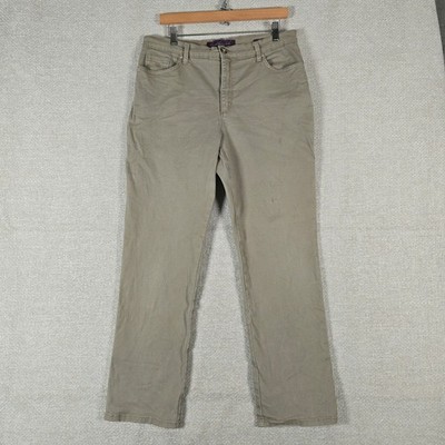 Gloria Vanderbilt Amanda Khaki Tan High Rise Tapered Jeans Womens 14 Short