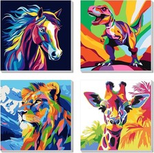 BEAYIOU 4 Pack Paint by Numbers Kit for Kids, Horse Color by Number Painting Ki