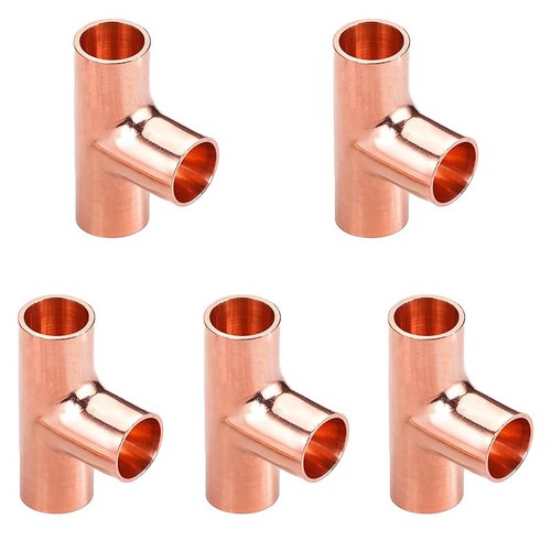 3/8" Copper Tee,Copper Three-Way Fitting Welding Joint, Sweat Solder Connecti...
