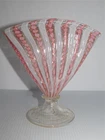 VINTAGE MURANO LATTICINO ITALIAN ART GLASS FAN VASE