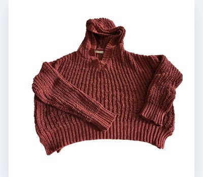 Uncharted Threads Hoodie Knit Chenille Crop Sweater Size Small  (Paper Store) 