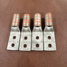 4x Panduit Copper Compression Lug 2 Hole 3/0 STR CU AWG Orange Die 50