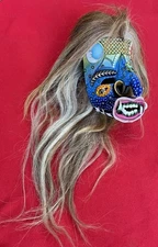 Mexican Folk Art Ceremonial Sun & Moon Celestial Leather Tastoane Mask ~ Tonala