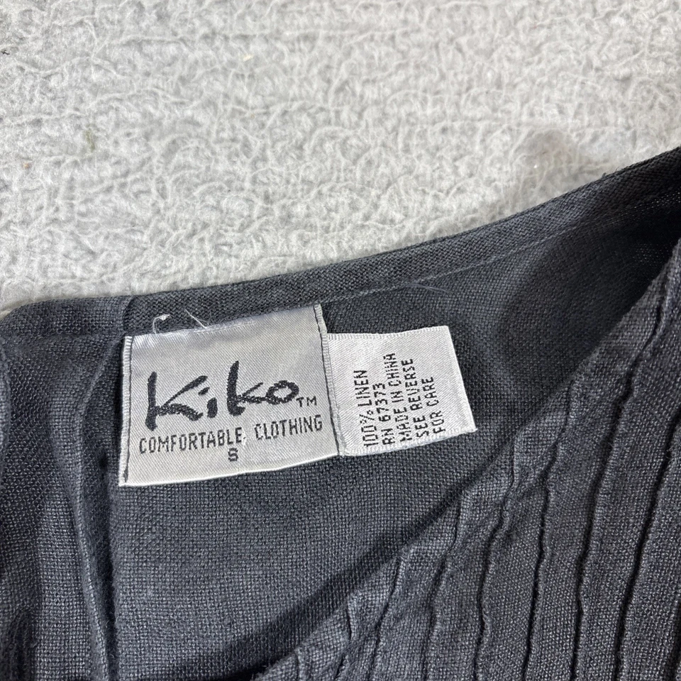 Vestido Kiko para mujer talla S negro sin mangas maxi texturizado 100 % lino de colección Foto 4 de 4