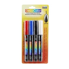DecoColor Fine Tip Paint Marker Set 4/Pkg - Blue, Red, Black And White
