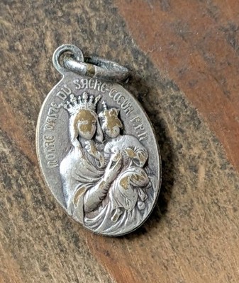 Alte religiöse Medaille ND des Karmels Heiliges Herz 