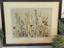 Wild Flower And Seeds Hand Made Collage In Wooden Frame By Anne Cawthorne