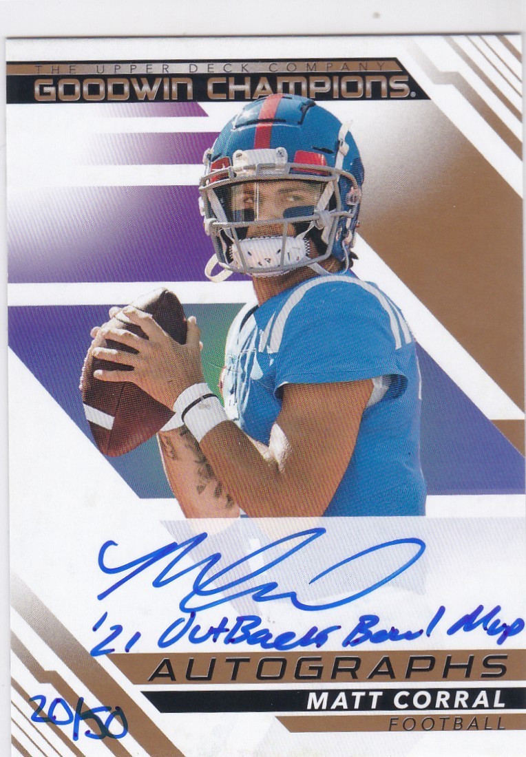 2022 Upper Deck Goodwin Champions Matt Corral  Autograph Inscriptions #20/50