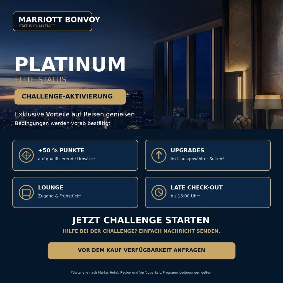 Marriott Bonvoy Platinum Elite Status Challenge – 120 Tage/bis 02/28 - Bild 1 von 1