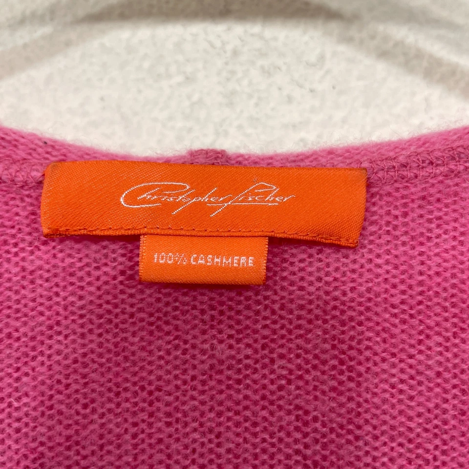 Christopher Fischer Mujer M Cárdigan Con Capucha Cachemira Suéter Rosa ¡PEQUEÑO AGUJERO! Foto 3 de 4