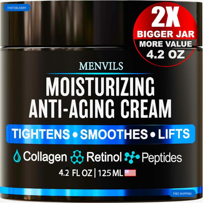 Men s Face Moisturizer Cream 4.2oz Anti Aging Wrinkle Repair w/ Collagen Retinol