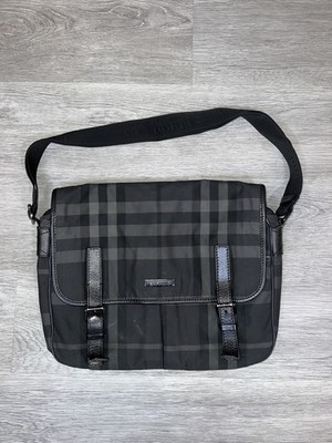 Black Burberry England check messenger cross body bag Authentic Item