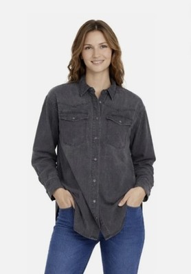 GLORIA VANDERBILT WOMEN GRAY DENIM LONG SLEEVE BUTTON DOWN HIGH LOW SHIRT S NWT