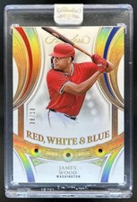 2025 Panini Flawless James Wood Red White and Blue Gold #/10 Nationals