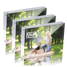 4x6 Inches Acrylic Picture Frame,Clear Freestanding Double Sided 4x6" 3 Pack 