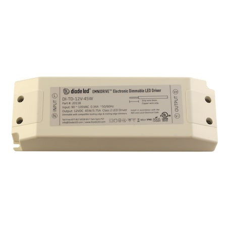 DIODE LED OMNIDRIVE Electric Dimmable Driver 45W 12V for Versatile Lighting Control DIODE LED OMNIDRIVE Electric Dimmable Driver 45W 12V for Versatile Lighting Control