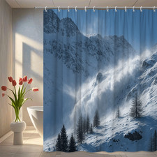 Winter Snowy Mountain Shower Curtain - Scenic Nature Decor