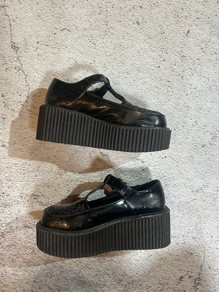 Demonia Creeper 214 Mary Jane T-Strap Platform Creepers Black - Photo 2/4