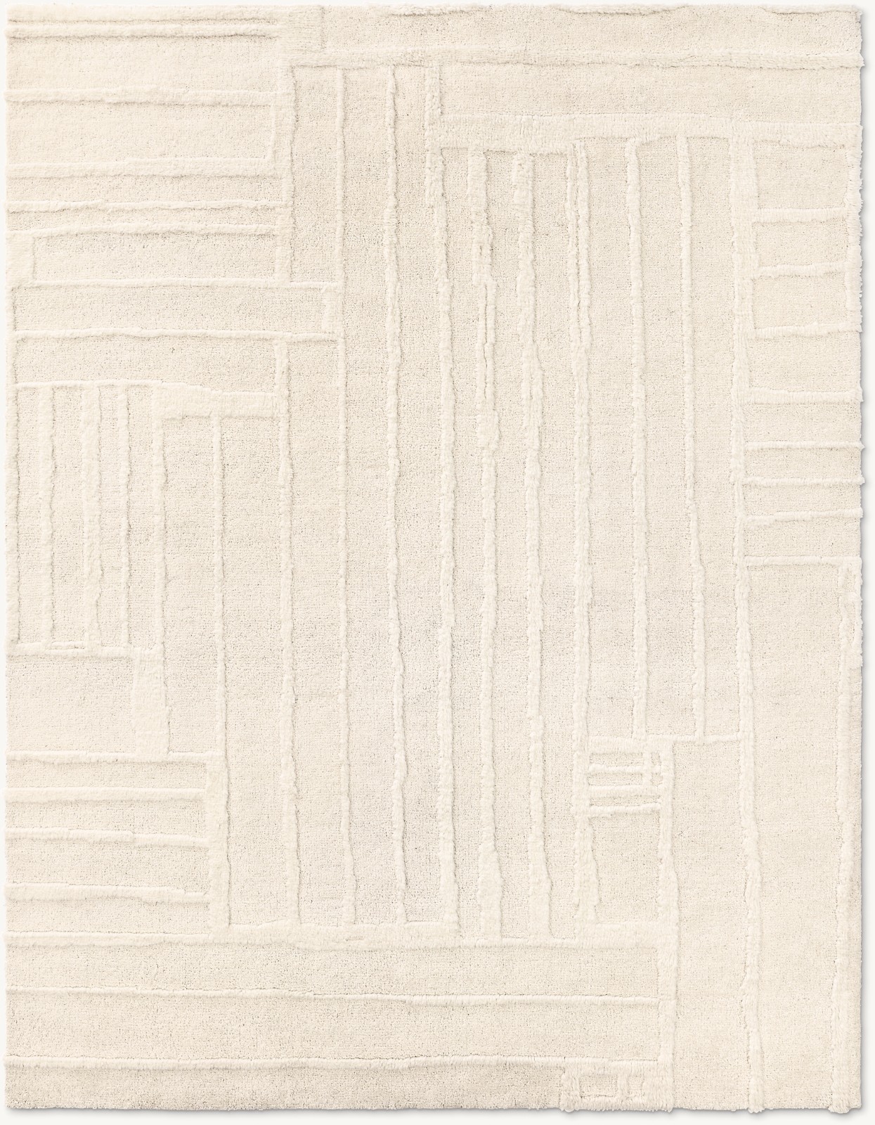 Modern Berber Moroccan Wool Rug Cream Handmade Area Carpet