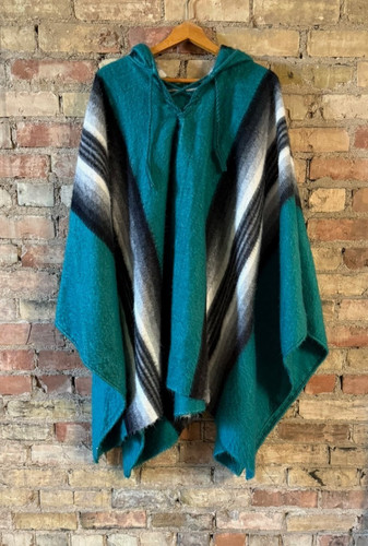 Alpaca Connection Poncho Wearable Blanket - Turquoise/Black/White - One Size