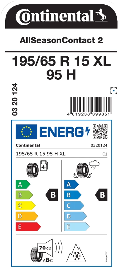 Continental AllSeasonContact 2 195/65 R15 95H XL M+S Ganzjahresreifen - Bild 2 von 2