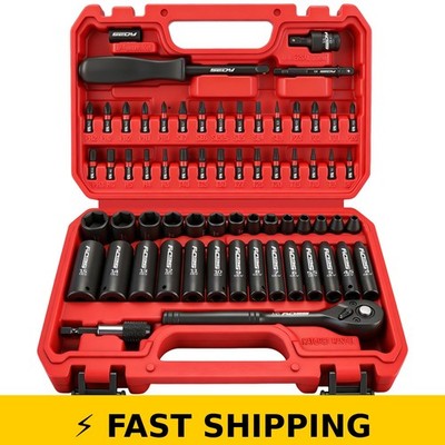 SEDY 64-Piece 1/4'' Drive Impact Socket Wrench Driver-Bits Set