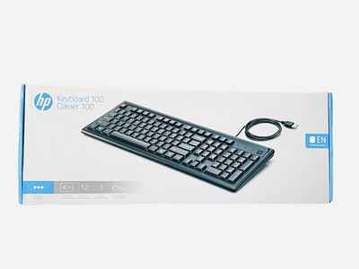 Keyboard HP 100 Wired USB Model HSA-A001K 2UN30AA English New Open Box Computer