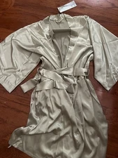 SIORO LIGHT SAGE KIMONO ROBE SMALL Sexy SILKY