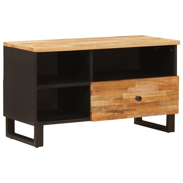 Tv-SchräNk Mit Regal Braun 80 X 33 X 46 Cm Massivholz Mango Tv-SchräNk Wohnzimme-image