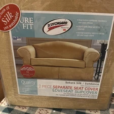 SureFit Heavyweight Sakura Silk Sundance Gold Loveseat Slipcover Sofa Cover