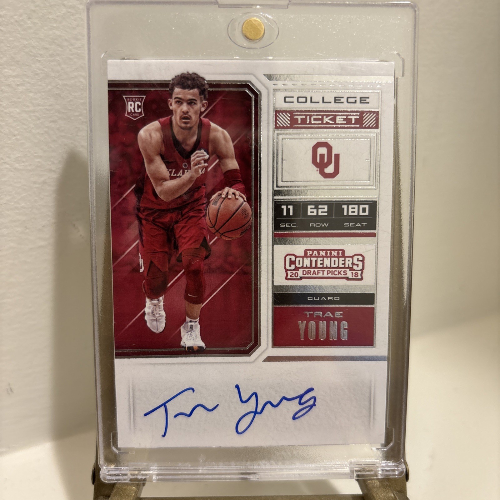 2018-19 Contenders Draft TRAE YOUNG - Rookie AUTO - College Ticket - Hawks OK